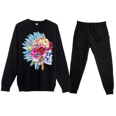 Headdress Floral Skull Premium Crewneck Sweatsuit Set