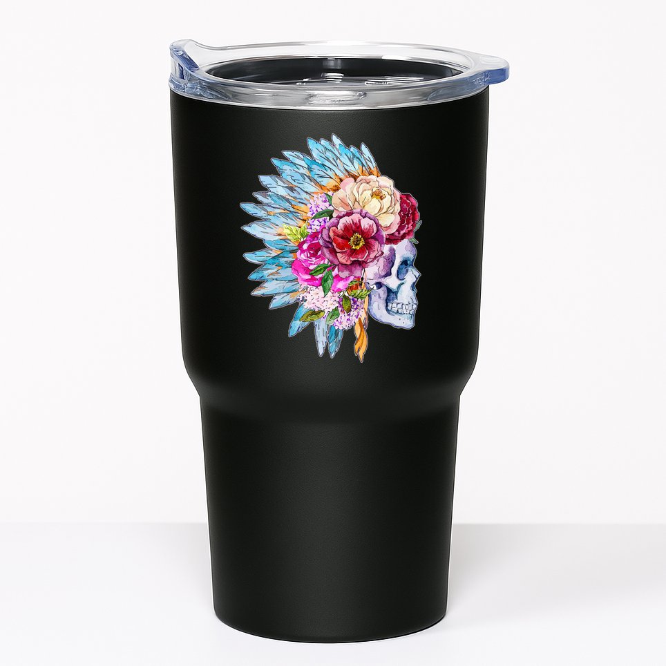 Headdress Floral Skull Tumbler
