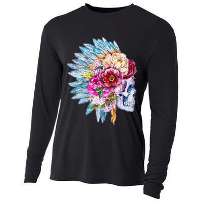 Headdress Floral Skull Cooling Performance Long Sleeve Crew