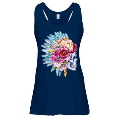 Headdress Floral Skull Ladies Essential Flowy Tank