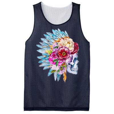 Headdress Floral Skull Mesh Reversible Basketball Jersey Tank