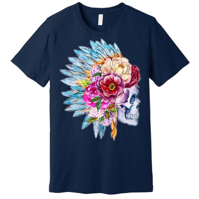 Headdress Floral Skull Premium T-Shirt