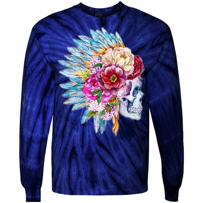 Headdress Floral Skull Tie-Dye Long Sleeve Shirt