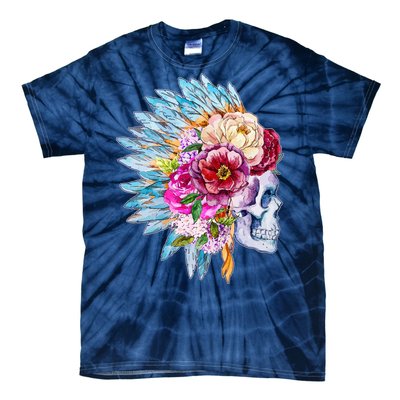 Headdress Floral Skull Tie-Dye T-Shirt