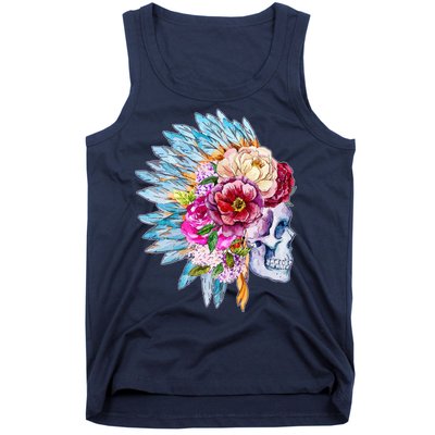 Headdress Floral Skull Tank Top