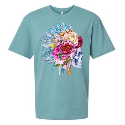 Headdress Floral Skull Sueded Cloud Jersey T-Shirt