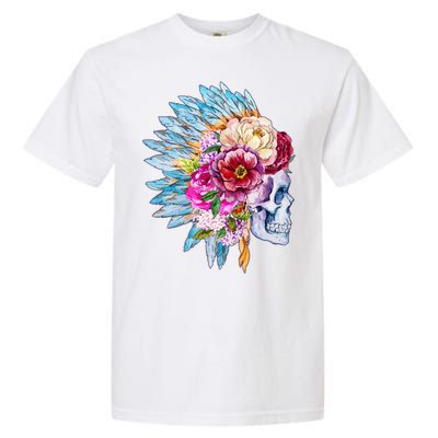 Headdress Floral Skull Garment-Dyed Heavyweight T-Shirt