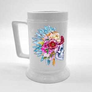 Headdress Floral Skull Beer Stein