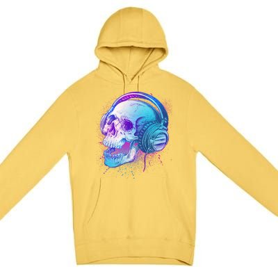 Headphones Music Lover Skull Premium Pullover Hoodie