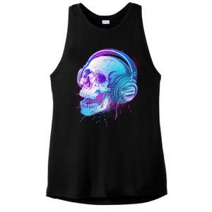 Headphones Music Lover Skull Ladies PosiCharge Tri-Blend Wicking Tank