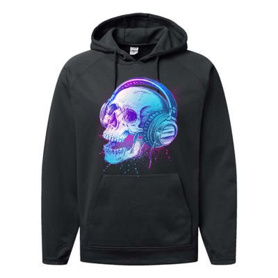 Headphones Music Lover Skull Performance Fleece Hoodie