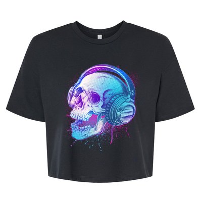 Headphones Music Lover Skull Bella+Canvas Jersey Crop Tee