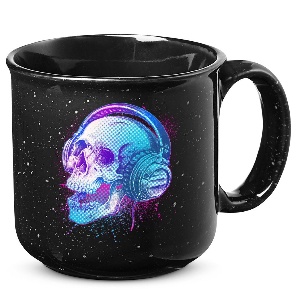 Headphones Music Lover Skull 15oz Campfire Ceramic Mug