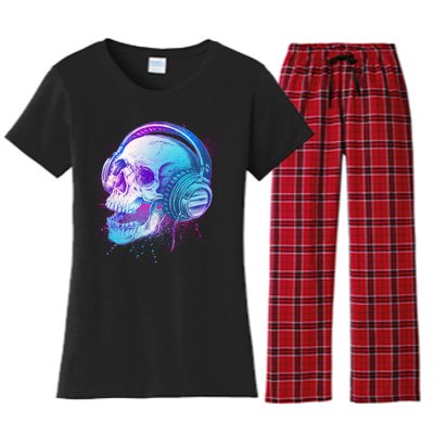 Headphones Music Lover Skull Women's Flannel Pajama Set