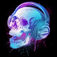 Headphones Music Lover Skull Flatbill Hat