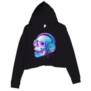 Headphones Music Lover Skull Crop Fleece Hoodie