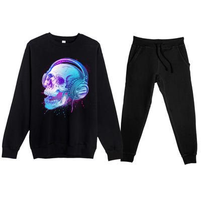 Headphones Music Lover Skull Premium Crewneck Sweatsuit Set