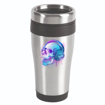 Headphones Music Lover Skull 16oz Travel Tumbler