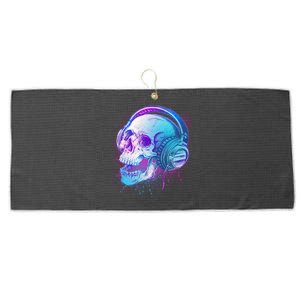 Headphones Music Lover Skull Large Microfiber Waffle Golf Towel