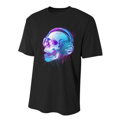 Headphones Music Lover Skull Youth Performance Sprint T-Shirt