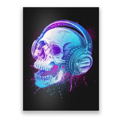 Headphones Music Lover Skull Poster