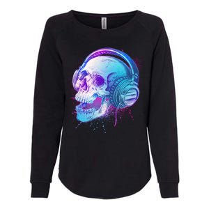 Headphones Music Lover Skull Womens California Wash Sweatshirt