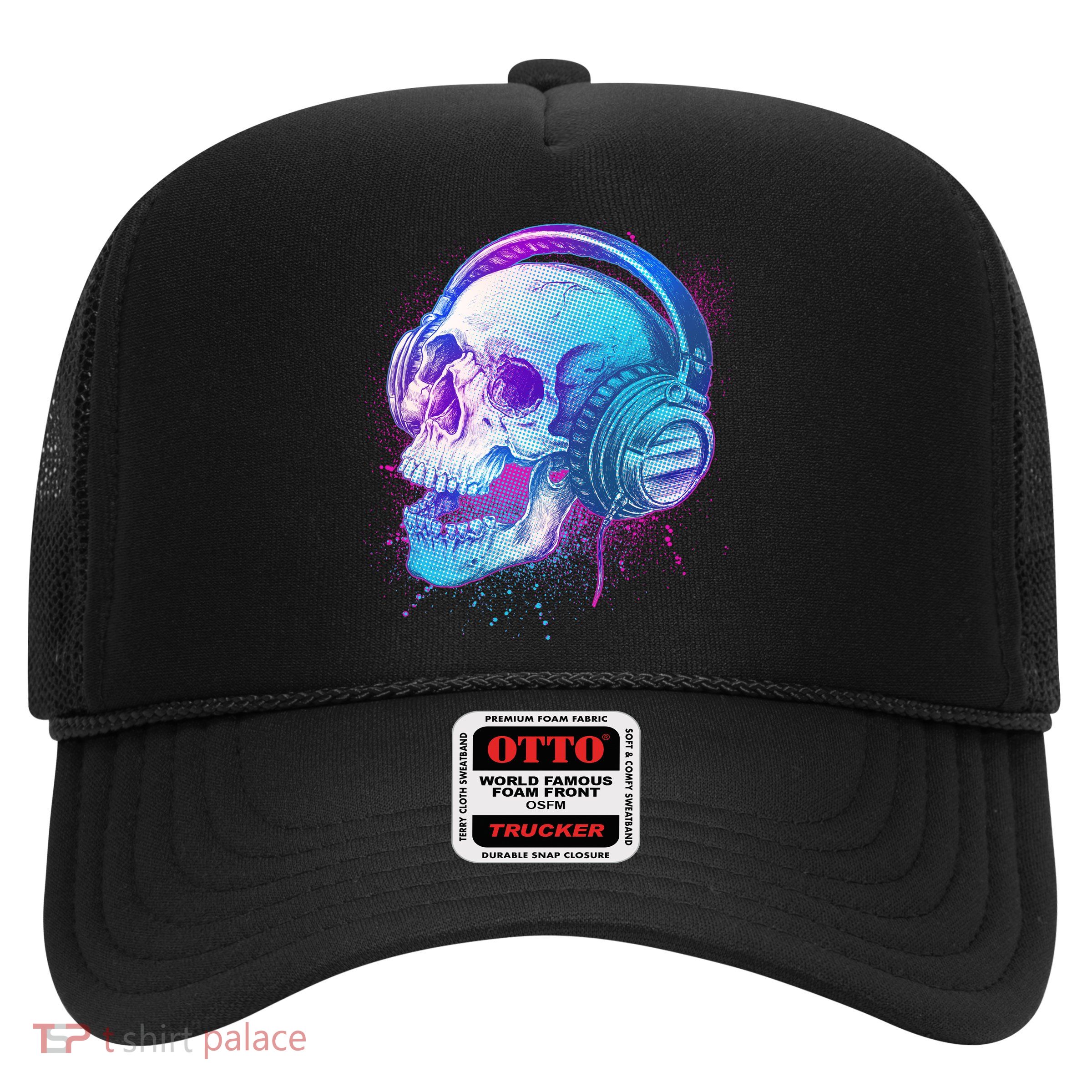 Headphones Music Lover Skull Trucker Hat
