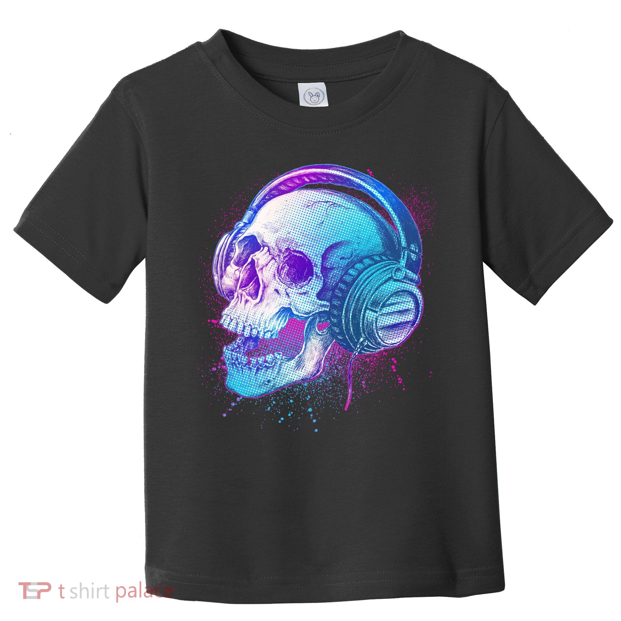 Headphones Music Lover Skull Toddler T-Shirt