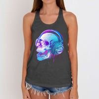 Headphones Music Lover Skull Women's Knotted Racerback Tank