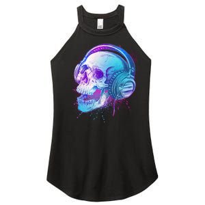 Headphones Music Lover Skull Women's Perfect Tri Rocker Tank