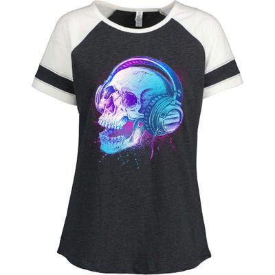 Headphones Music Lover Skull Enza Ladies Jersey Colorblock Tee