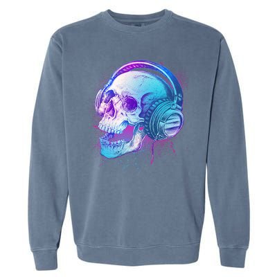 Headphones Music Lover Skull Garment-Dyed Sweatshirt