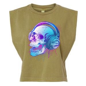 Headphones Music Lover Skull Garment-Dyed Women's Muscle Tee