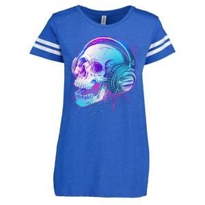 Headphones Music Lover Skull Enza Ladies Jersey Football T-Shirt