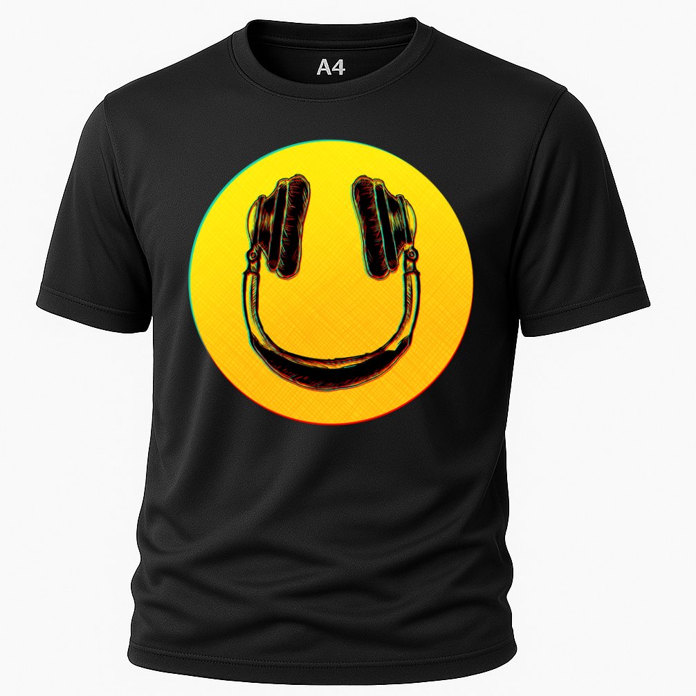 Headphones Smiley Cooling Performance Crew T-Shirt
