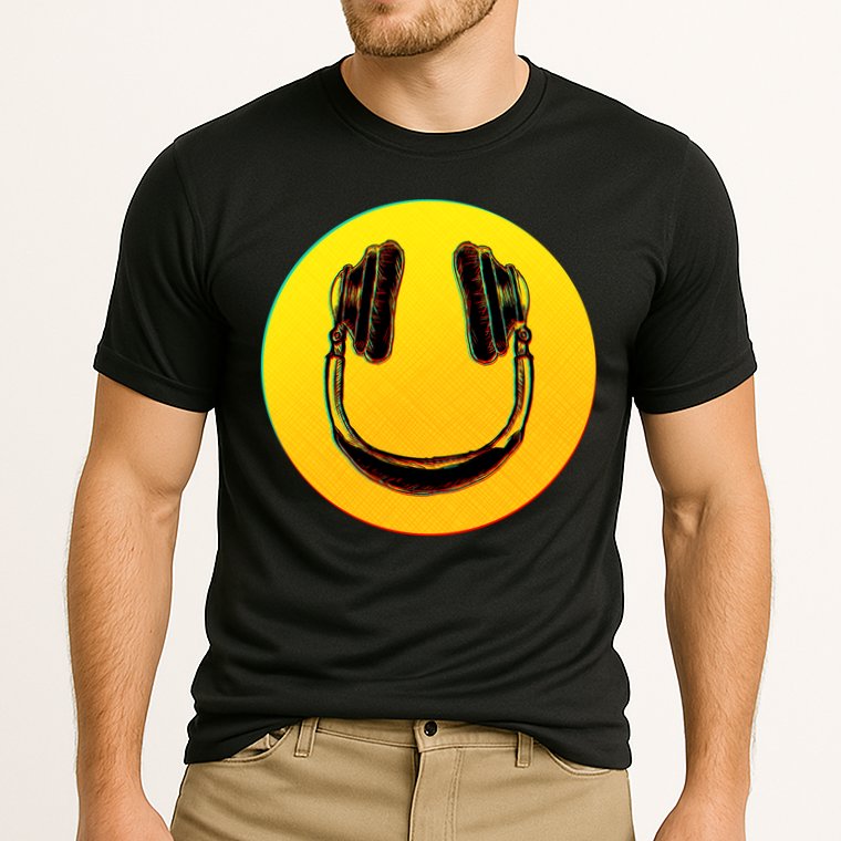 Headphones Smiley Cooling Performance Crew T-Shirt