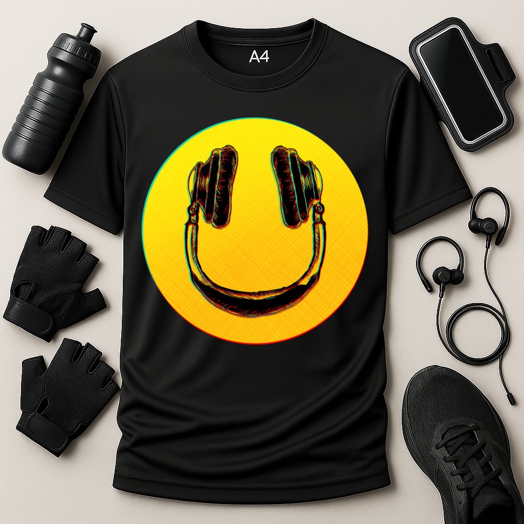 Headphones Smiley Cooling Performance Crew T-Shirt