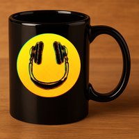 Headphones Smiley 11oz C Handle Ceramic Mug