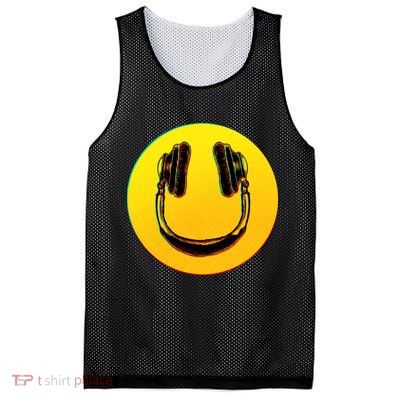 Headphones Smiley Mesh Reversible Basketball Jersey Tank