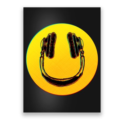 Headphones Smiley Poster