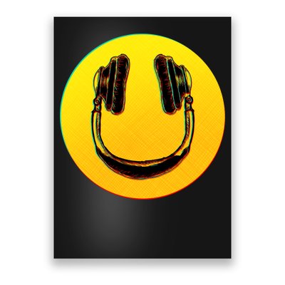 Headphones Smiley Poster