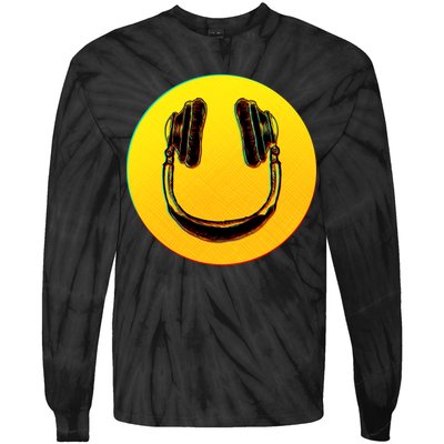 Headphones Smiley Tie-Dye Long Sleeve Shirt