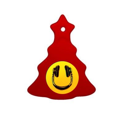 Headphones Smiley Ceramic Tree Ornament