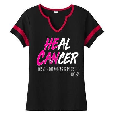 Heal Breast Cancer With God Ladies Halftime Notch Neck Tee