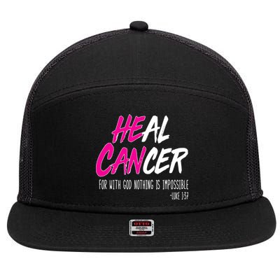 Heal Breast Cancer With God 7 Panel Mesh Trucker Snapback Hat