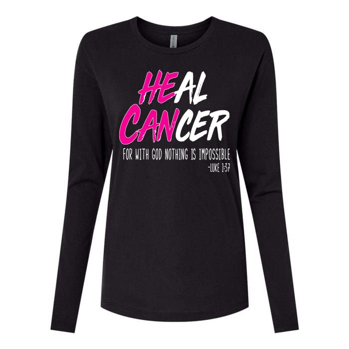 Heal Breast Cancer With God Womens Cotton Relaxed Long Sleeve T-Shirt