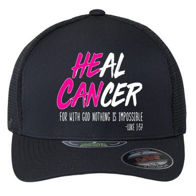 Heal Breast Cancer With God Flexfit Unipanel Trucker Cap