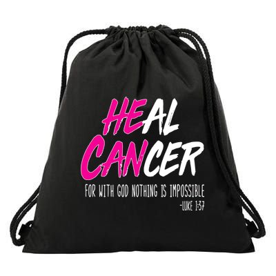 Heal Breast Cancer With God Drawstring Bag