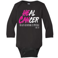 Heal Breast Cancer With God Baby Long Sleeve Bodysuit