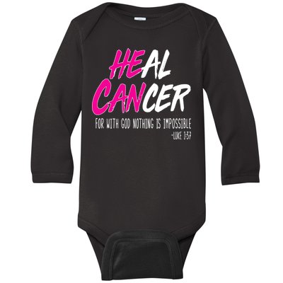 Heal Breast Cancer With God Baby Long Sleeve Bodysuit